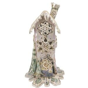 Blue Sky Clayworks Snowflake Tower House 2001 Heather Goldminc Ceramic Tealight